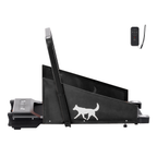 Black electric/motorized dog treadmill with remote control on a white background