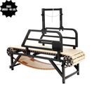 Wooden manual medium dog treadmill with metal frame for dogs under 40 lbs on a white background